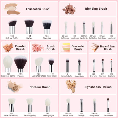 Jessup Makeup brushes 15- 25pcs Make up Brush set Professional Natural Synthetic Foundation Powder Contour Blending Eyeshadow