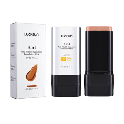 Concealing Foundation Stick 3 Colors with Built-In Brush - Cream Finish Lightweight Oil-control Long Lasting Waterproof Formula